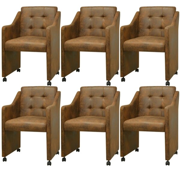 VidaXL Blagovaonske stolice od umjetne kože 6 kom smeđe