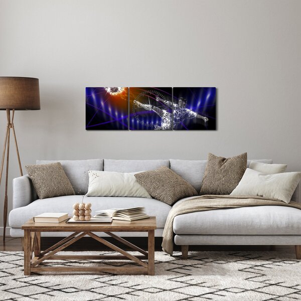 Slika nogometaša, ki skače (sa satom) (90x30 cm)