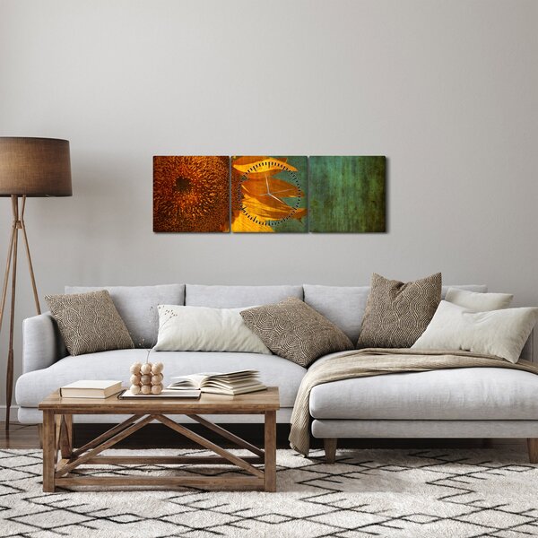 Slika - Sončnica (sa satom) (90x30 cm)