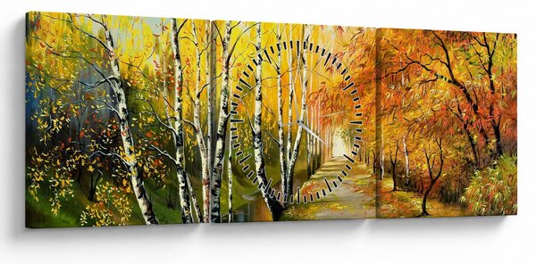 Slika - Romantična uličica ob vodi, oljna slika (sa satom) (90x30 cm)