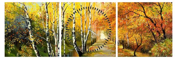 Slika - Romantična uličica ob vodi, oljna slika (sa satom) (90x30 cm)