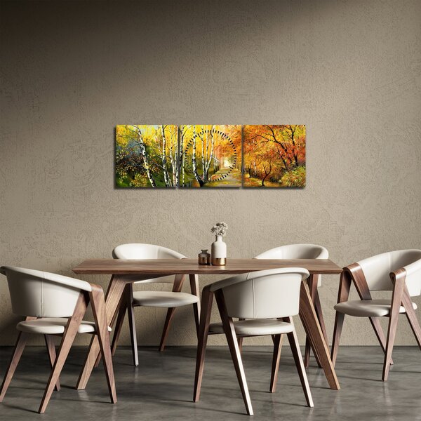 Slika - Romantična uličica ob vodi, oljna slika (sa satom) (90x30 cm)