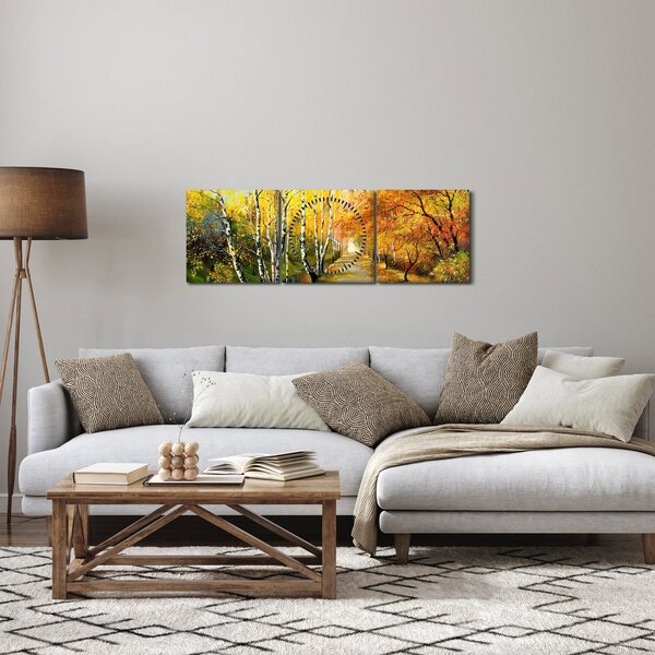 Slika - Romantična uličica ob vodi, oljna slika (sa satom) (90x30 cm)