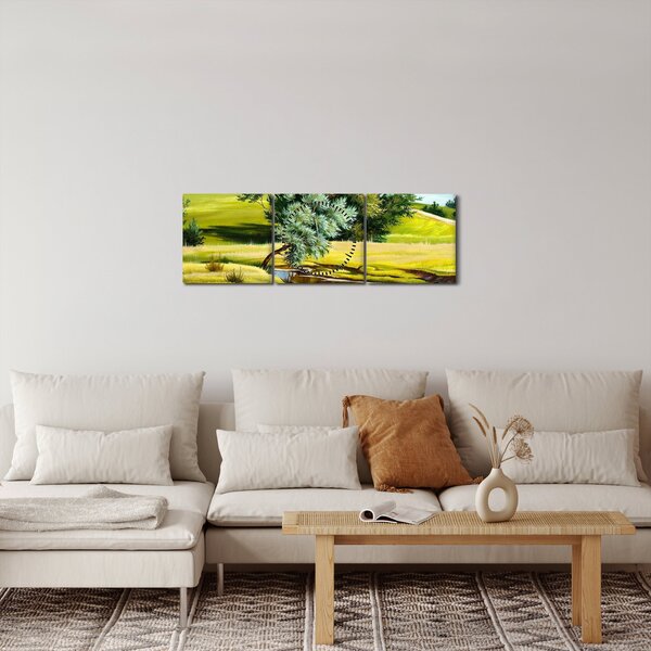Slika - Reka med travniki, oljna slika (sa satom) (90x30 cm)