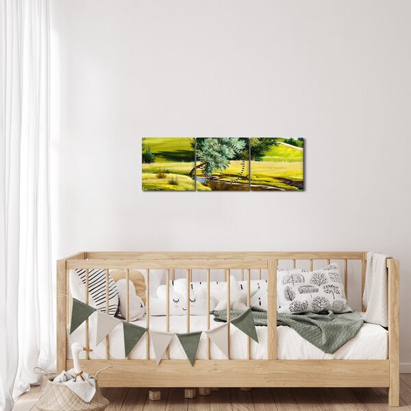 Slika - Reka med travniki, oljna slika (sa satom) (90x30 cm)