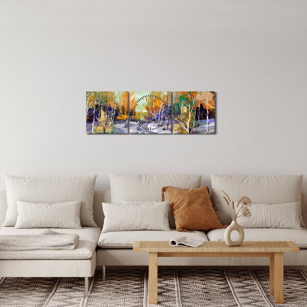 Slika - Zasnežena pot skozi gozd, oljna slika (sa satom) (90x30 cm)