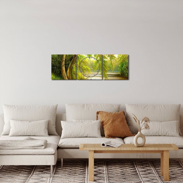 Slika - Vrba ob jezeru, oljna slika (sa satom) (90x30 cm)