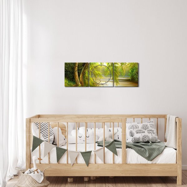 Slika - Vrba ob jezeru, oljna slika (sa satom) (90x30 cm)
