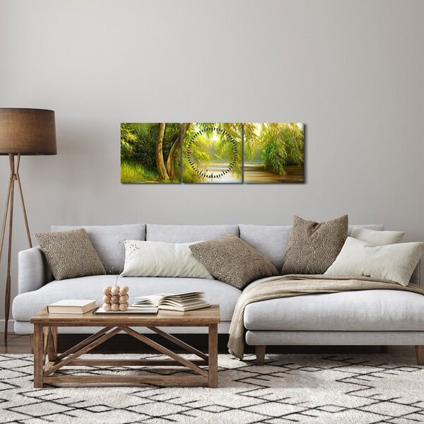Slika - Vrba ob jezeru, oljna slika (sa satom) (90x30 cm)