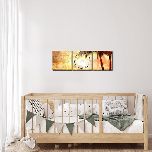 Slika - Palme na plaži (sa satom) (90x30 cm)