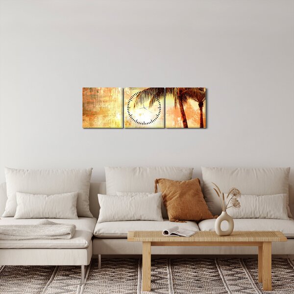 Slika - Palme na plaži (sa satom) (90x30 cm)