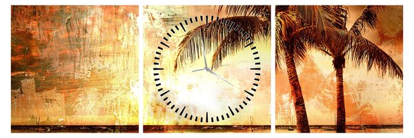 Slika - Palme na plaži (sa satom) (90x30 cm)