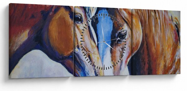 Slika - Zaljubljeni konji (sa satom) (90x30 cm)