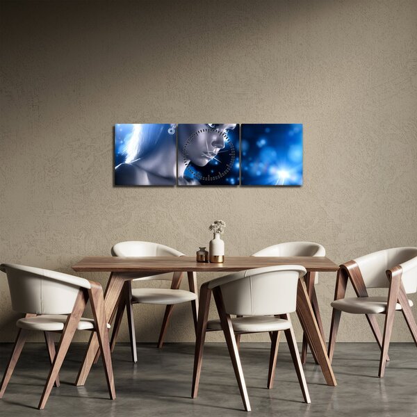 Slika ženske v modrih bleščicah (sa satom) (90x30 cm)