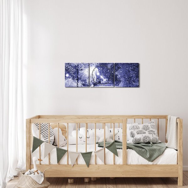 Slika - Čarobna zimska noč (sa satom) (90x30 cm)