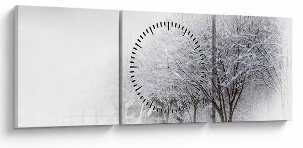 Slika - Zimska ulica (sa satom) (90x30 cm)