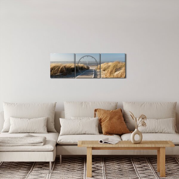 Slika - Peščena plaža na otoku Langeoog, Nemčija (sa satom) (90x30 cm)
