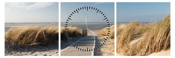Slika - Peščena plaža na otoku Langeoog, Nemčija (sa satom) (90x30 cm)