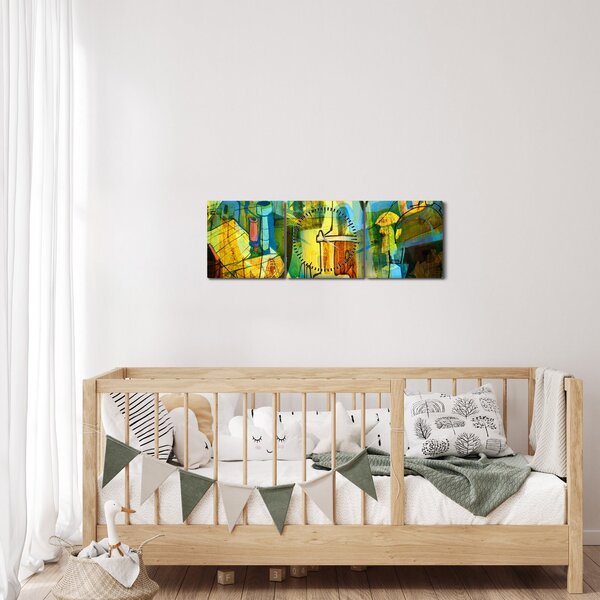 Slika - Arhitektura, kubistična abstrakcija (sa satom) (90x30 cm)