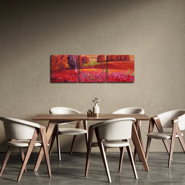 Rdeča pokrajinska slika (sa satom) (90x30 cm)