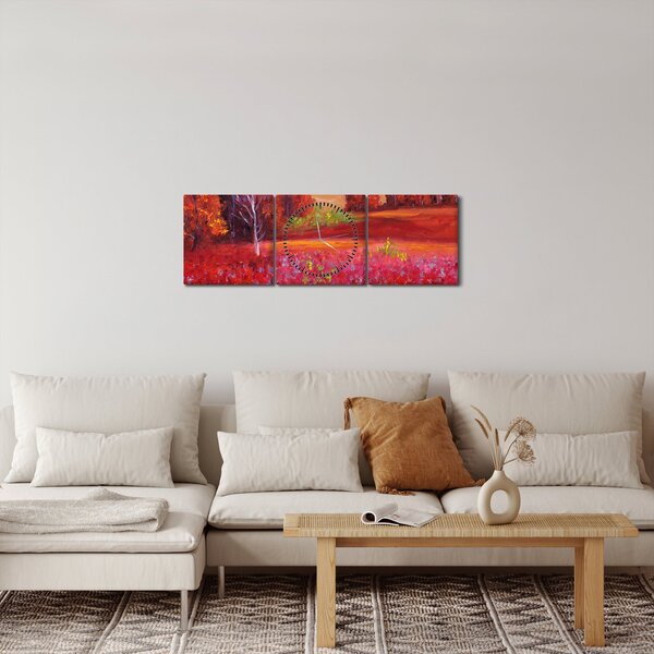 Rdeča pokrajinska slika (sa satom) (90x30 cm)