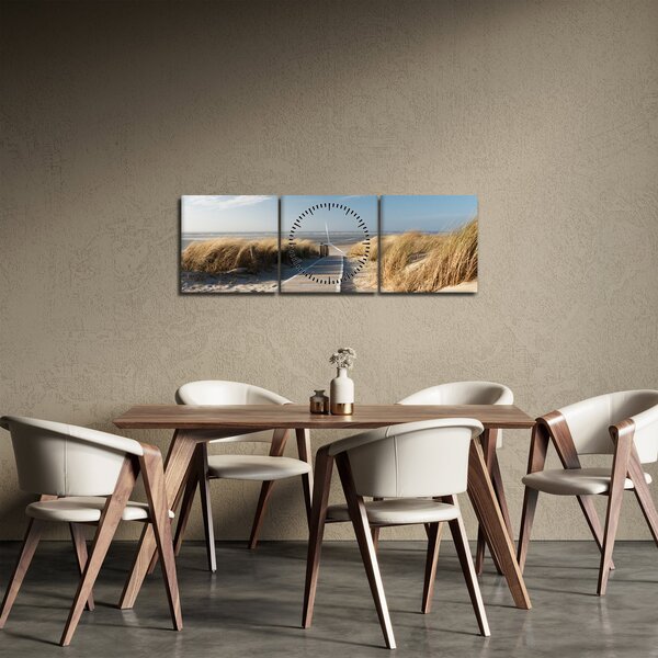 Slika - Peščena plaža na otoku Langeoog, Nemčija (sa satom) (90x30 cm)