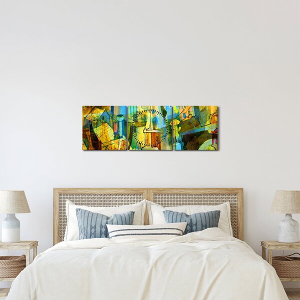 Slika - Arhitektura, kubistična abstrakcija (sa satom) (90x30 cm)