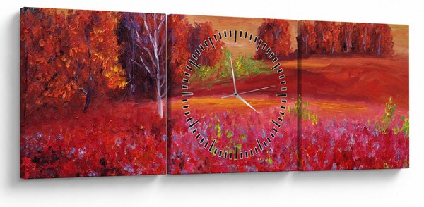 Rdeča pokrajinska slika (sa satom) (90x30 cm)