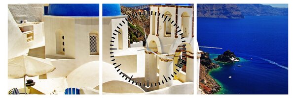 Slika - Santorini, Grčija (sa satom) (90x30 cm)