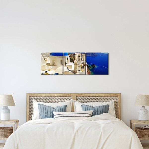 Slika - Santorini, Grčija (sa satom) (90x30 cm)