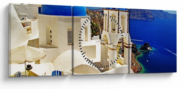 Slika - Santorini, Grčija (sa satom) (90x30 cm)