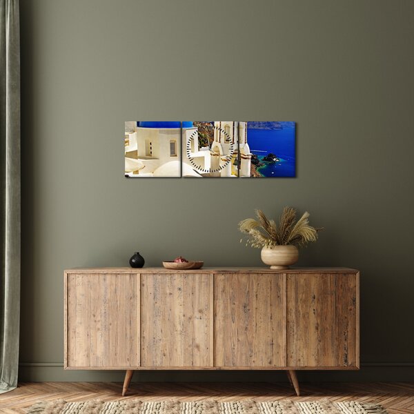 Slika - Santorini, Grčija (sa satom) (90x30 cm)