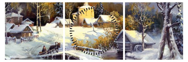 Slika - Zimsko mesto (sa satom) (90x30 cm)