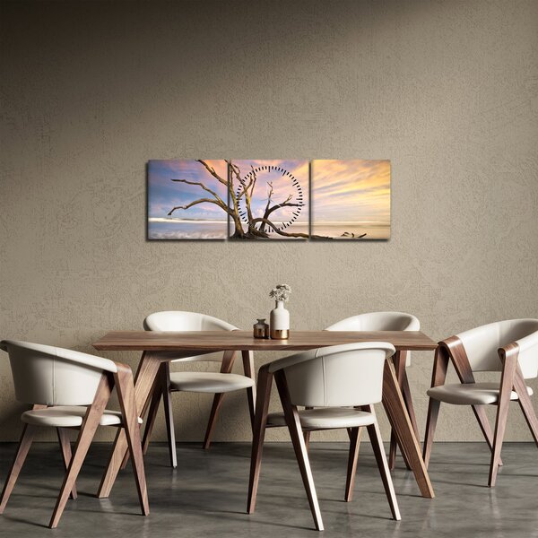 Slika drevesa v oceanu (sa satom) (90x30 cm)