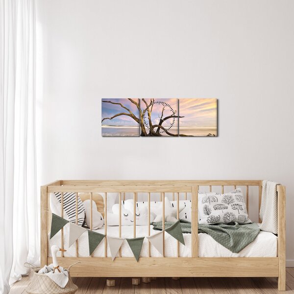 Slika drevesa v oceanu (sa satom) (90x30 cm)