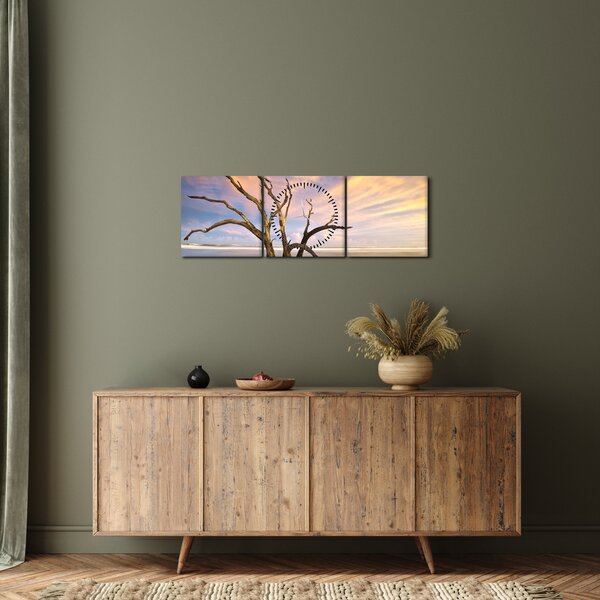 Slika drevesa v oceanu (sa satom) (90x30 cm)