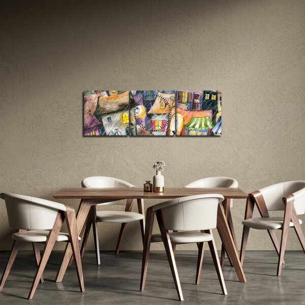 Slika - Deževen večer (sa satom) (90x30 cm)