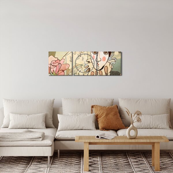 Slika - Kubizem - harlekin in vrtnica (sa satom) (90x30 cm)