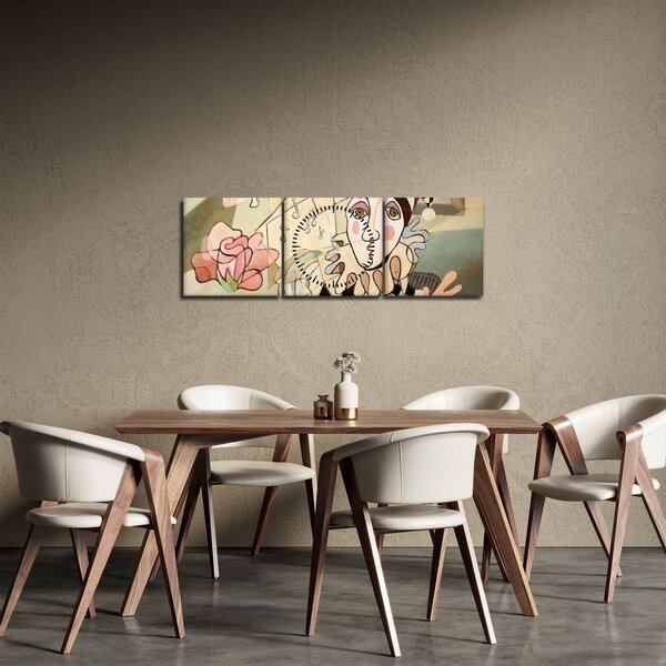 Slika - Kubizem - harlekin in vrtnica (sa satom) (90x30 cm)