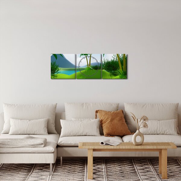 Slika - Jezera v džungli (sa satom) (90x30 cm)