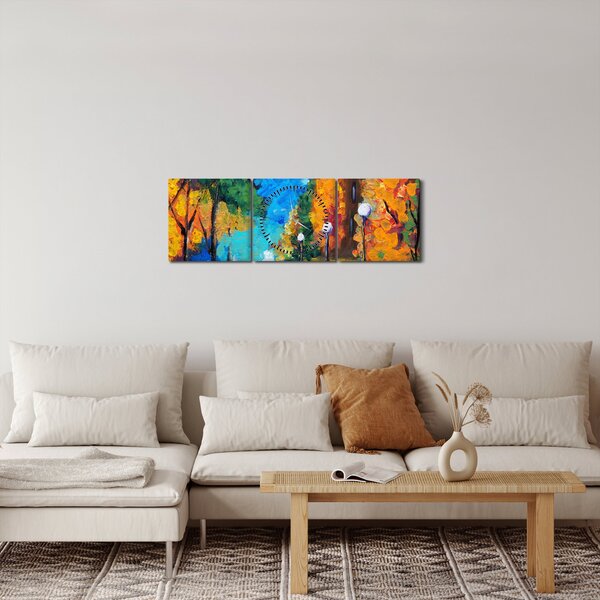 Slika - Zaljubljenca, Pointilizem (sa satom) (90x30 cm)