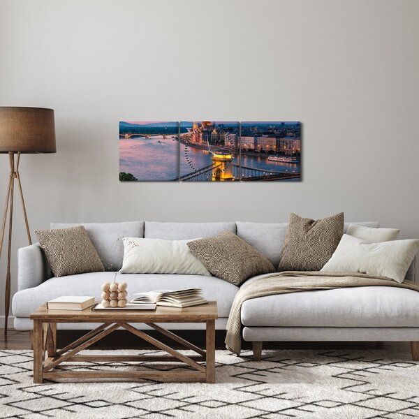 Slika - Panorama mesta, Budimpešta, Madžarska (sa satom) (90x30 cm)