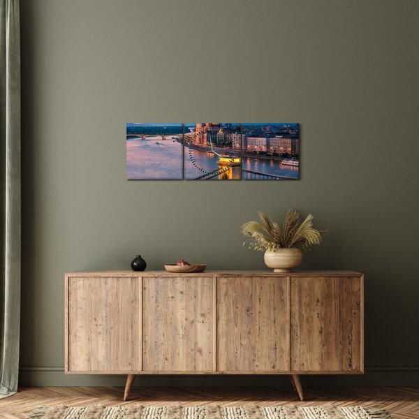 Slika - Panorama mesta, Budimpešta, Madžarska (sa satom) (90x30 cm)