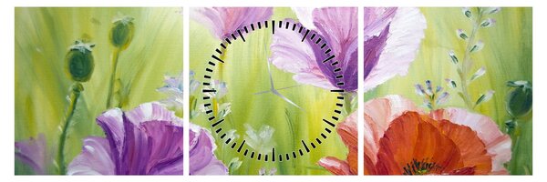 Slika - Makovi (sa satom) (90x30 cm)