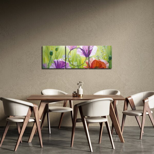 Slika - Makovi (sa satom) (90x30 cm)