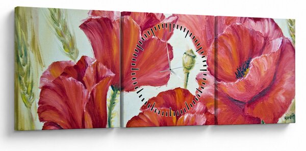 Slika - Cvetovi maka (sa satom) (90x30 cm)