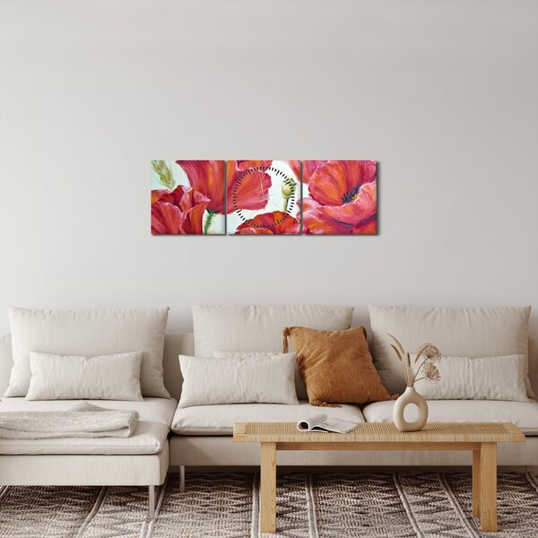 Slika - Cvetovi maka (sa satom) (90x30 cm)