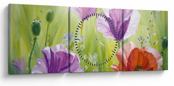 Slika - Makovi (sa satom) (90x30 cm)