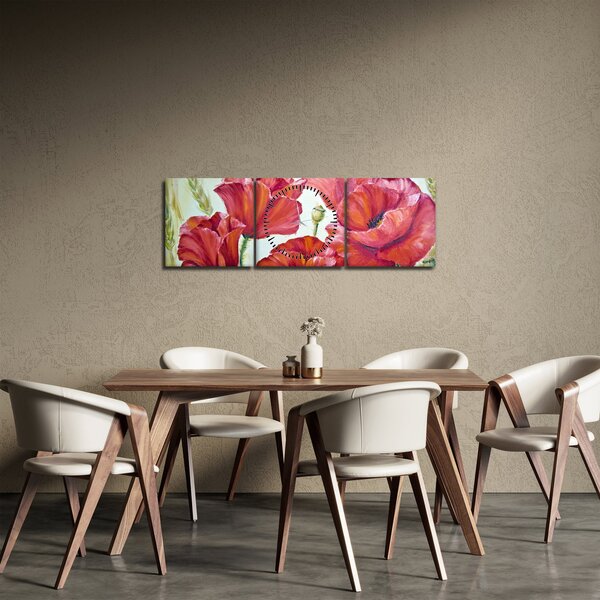Slika - Cvetovi maka (sa satom) (90x30 cm)