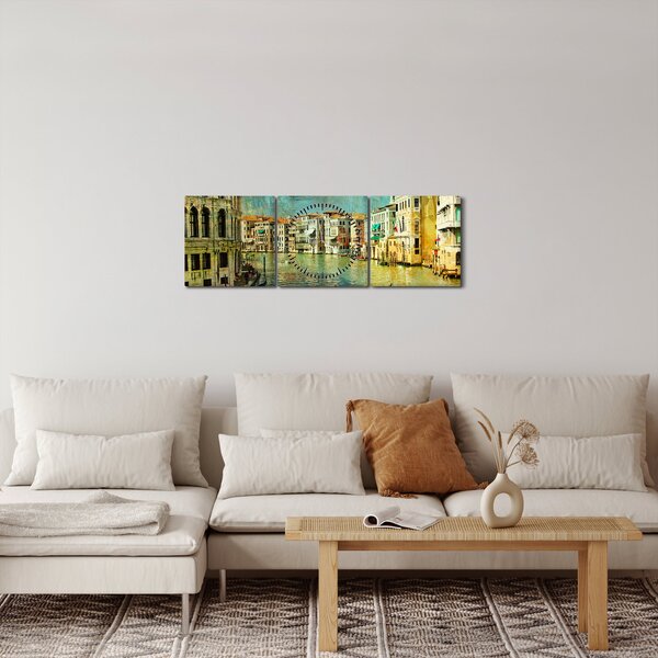 Slika - Beneški kanal in gondole (sa satom) (90x30 cm)